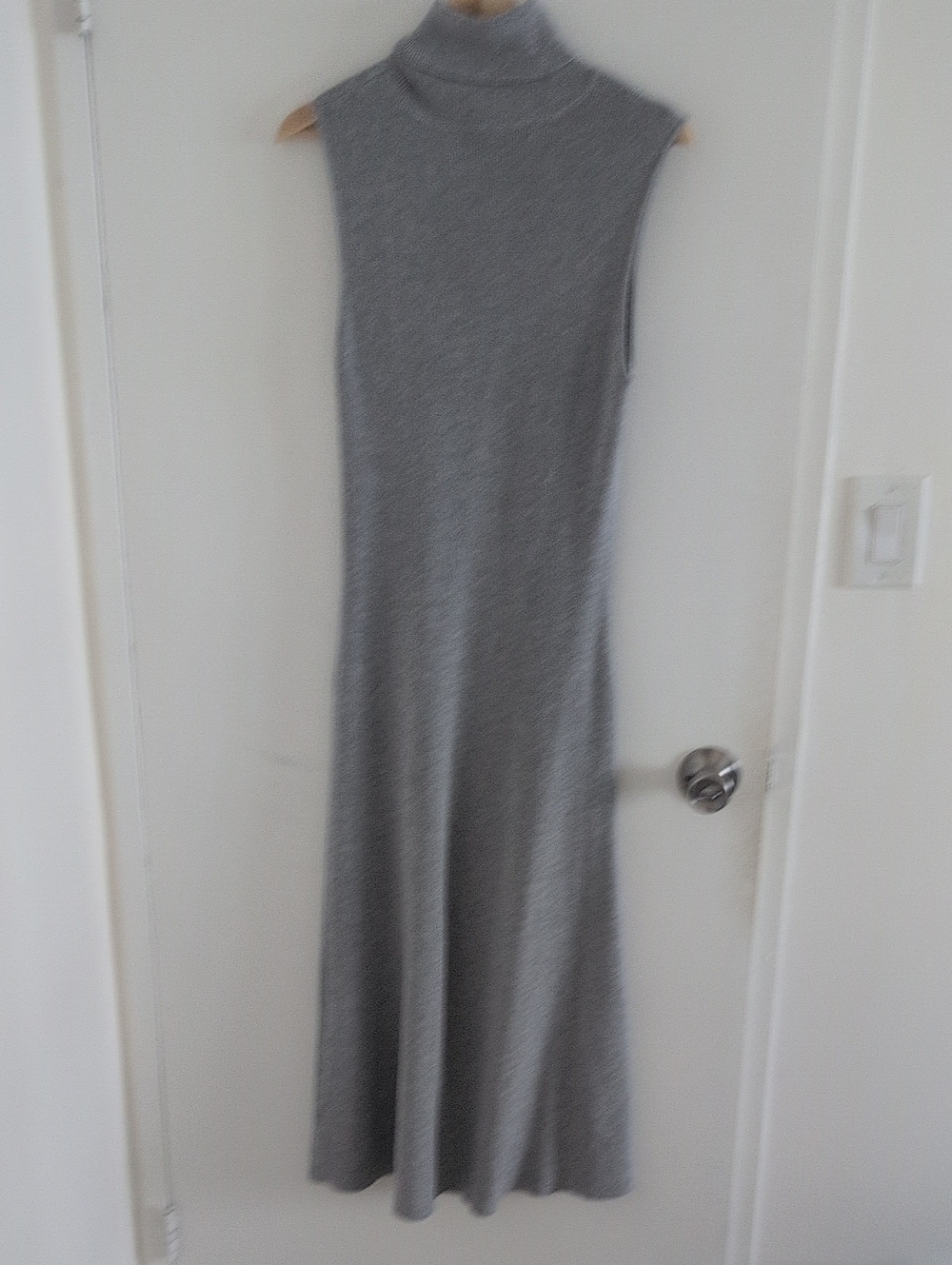 Sleeveless Turtleneck Knit Maxi Dress - Gray